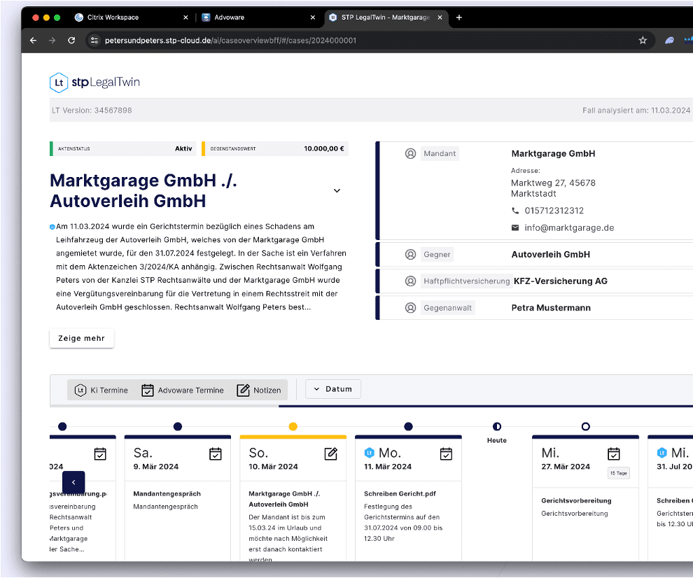 Legal Twin®: Case Knowledge - P-LegalTwin-Screenshot